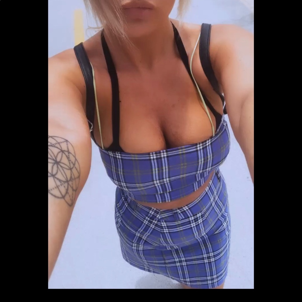 Plaid mini skirt and crop top clueless blue and white